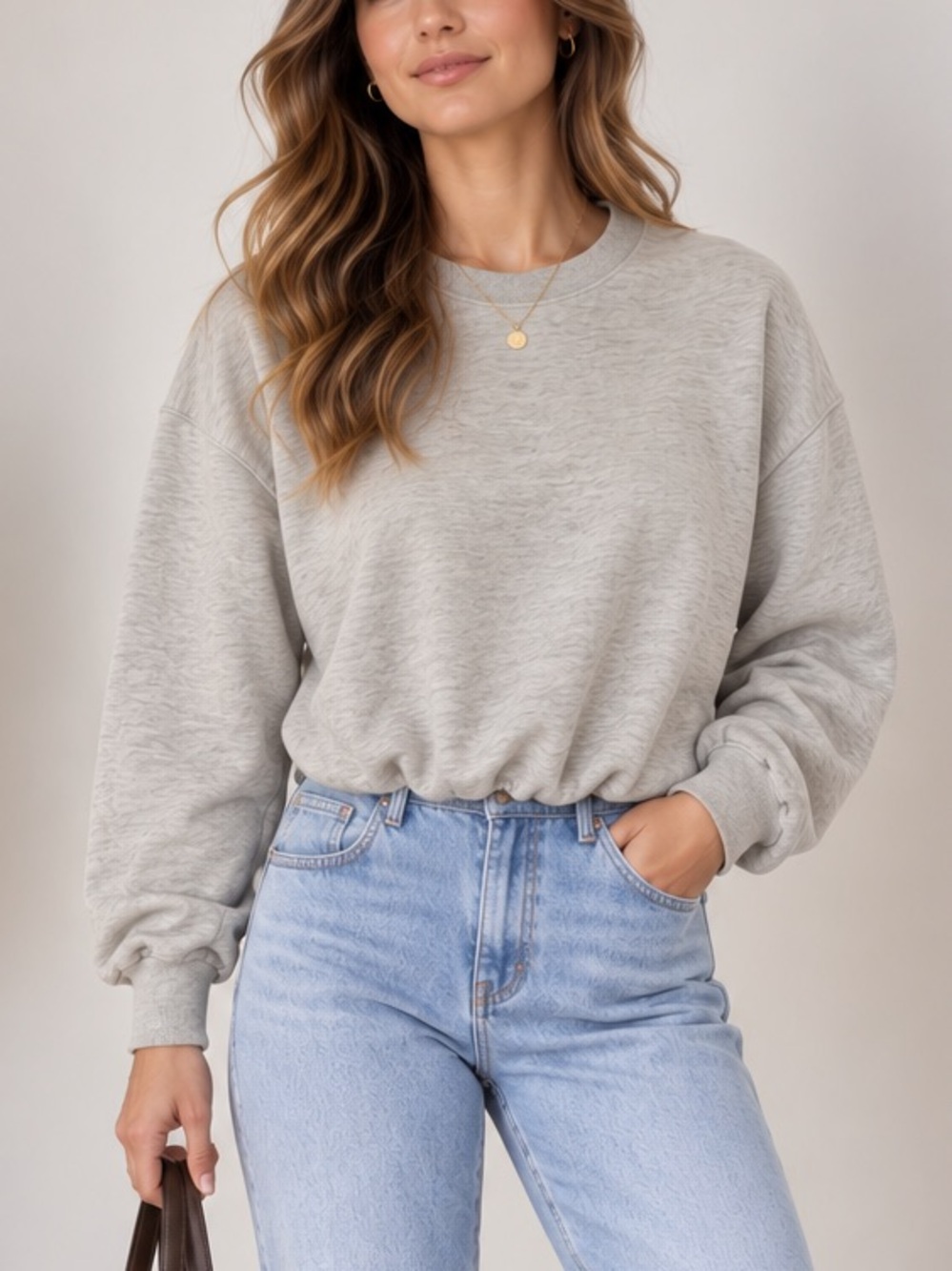 Old Navy Bounce Fleece Heather Gray Crewneck Sweatshirt Women’s M EUC